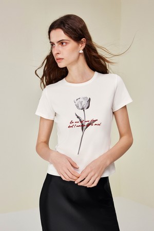 Tulip print slimming top