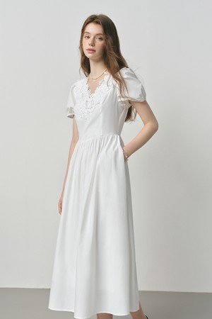 ★ADAUL★ Volume v neck mini dress ivory Aria Mini Dress - Ivory