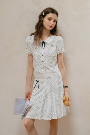 Heart dot pocket pleated skirt