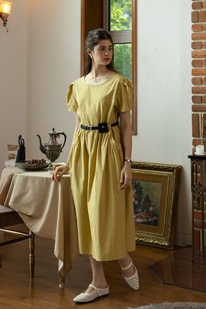 Grassland short sleeves dress_OLIVE
