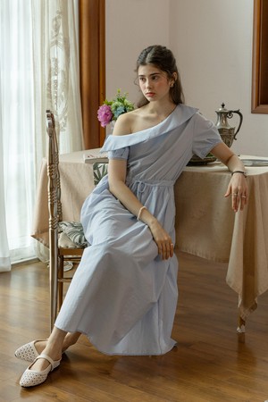 Off the shoulders summer dress_BLUE
