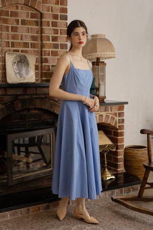 Blue sling tube dress