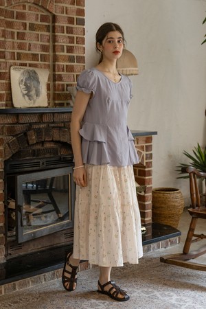 Polka dot flowers skirt_IVORY