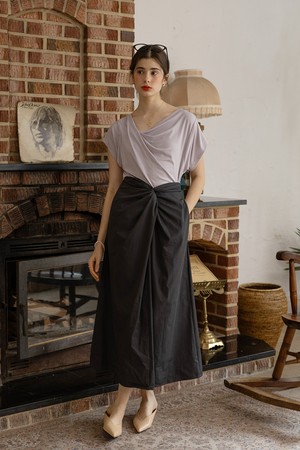 Tie solid color skirt_CHARCOAL