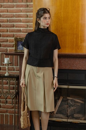 Commute short skirt_BEIGE