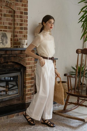 Loose simple pants_WHITE