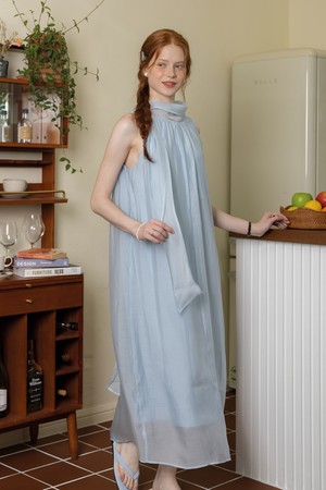 Scarf sleeveless dress_BLUE