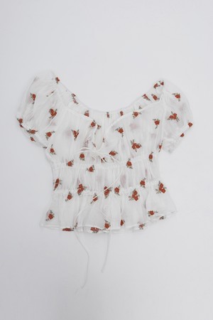 Rose ribbon slim fit shirt_2color