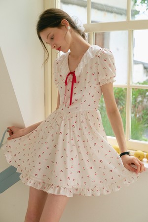 Cherry frill mini dress