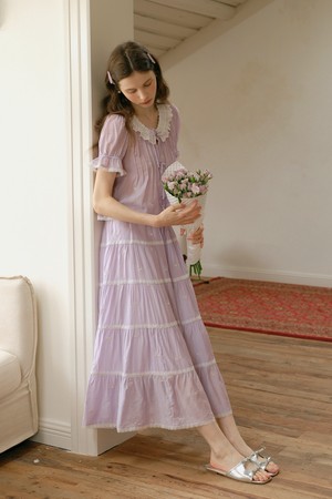 Lavender embroidery banding skirt