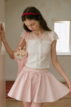 Flower lace splicing blouse