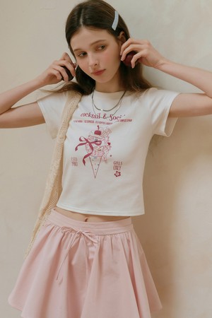Ice cream printing cropped top