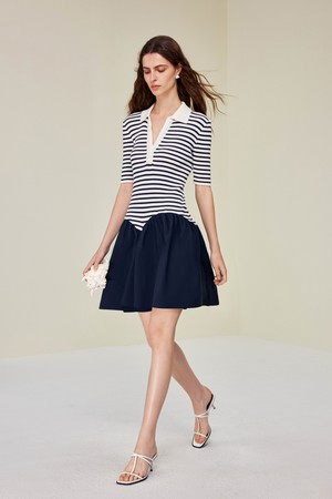 Stitched striped contrasting dress