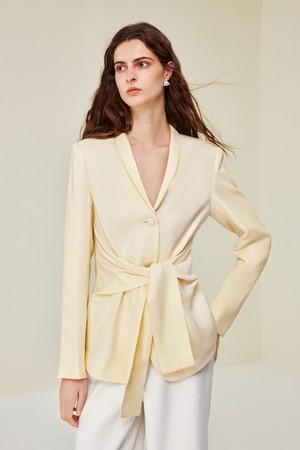 Wind tencel tie waist jacket