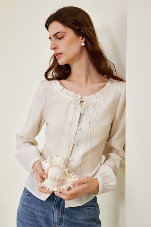 Sense lace collar tencel blouse
