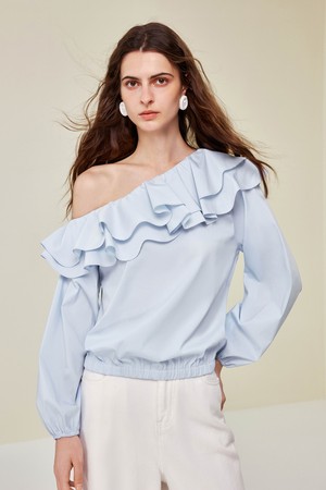 Ruffle french puff sleeve top