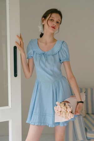 Petite doll collar puff sleeve dress