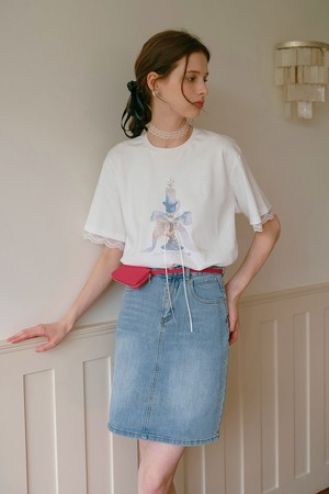 Washed high waist denim skirt