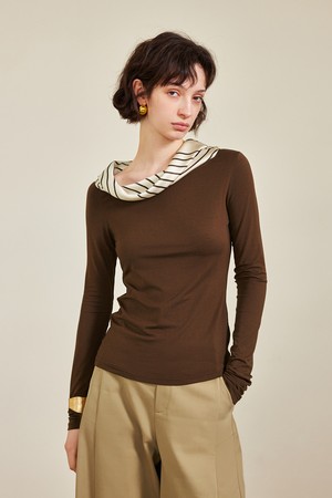 Panelled collar sleeved top_2color