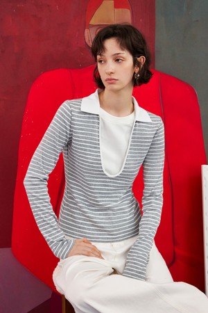 Striped fake two top_2color