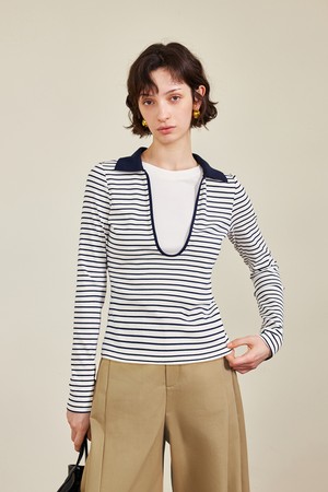 Striped fake two top_2color