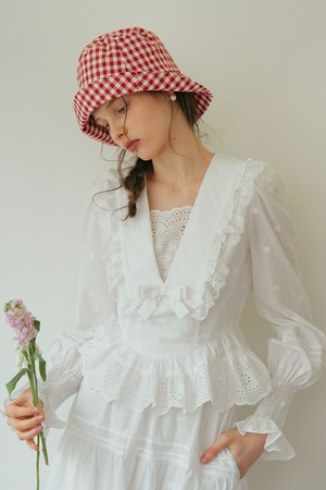 Cotton embroidery lapel blouse