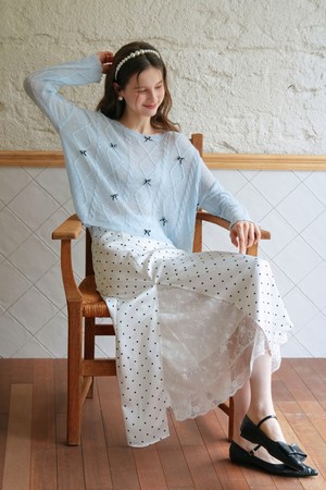 Polka dot lace layered skirt