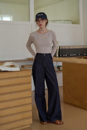 High-waisted denim pants_2color