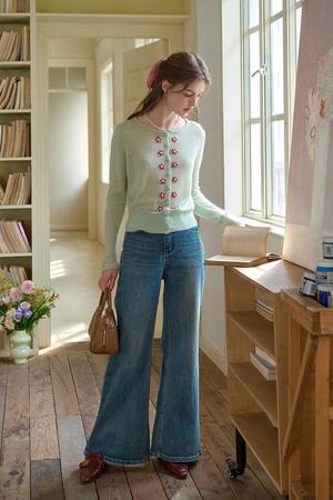 High-waisted denim pants_2color