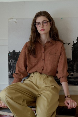 Cotton bubble plaid shirt_2color