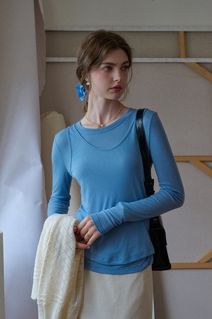 Artistic layerd two-piece top_4color