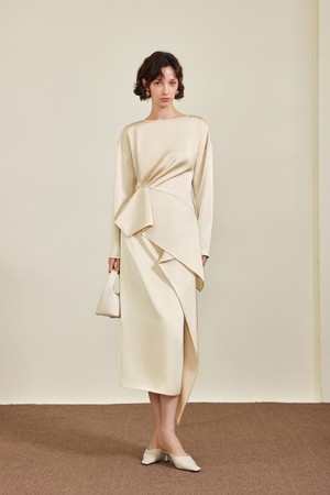 Temperament streamer satin skirt