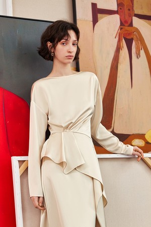 Temperament streamer satin top