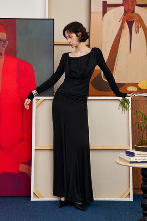 Long high-waisted design skirt_3color