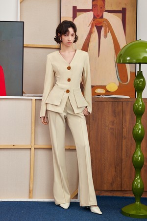 Cinch-waist formal pants