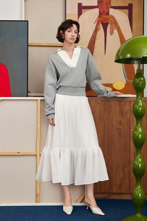 High-waisted drape skirt_2color