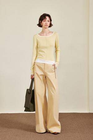 Corduroy slimming wide-leg pants
