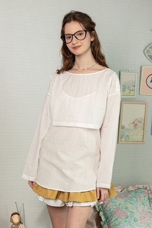 Solid color autumn two-piece blouse_3color