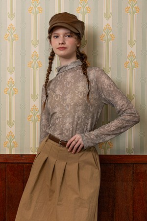 Retro pattern long sleeves top_GREEN