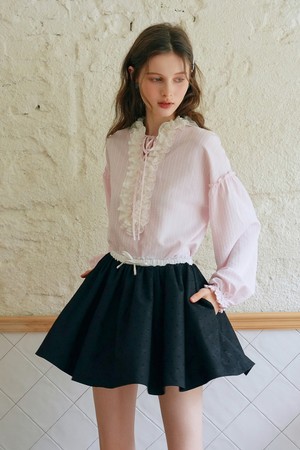 Lace banding polka dot skirt