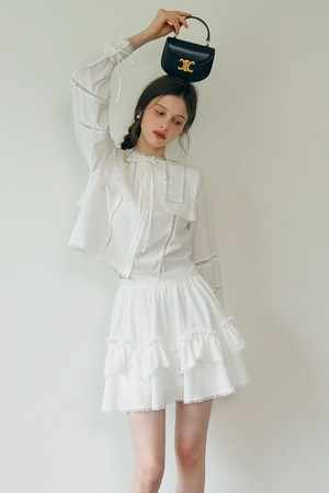 Pure white lace frill skirt