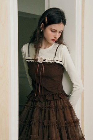 Autumn ruffle long sleeve top