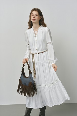 Vacation ruffle v-neck dress