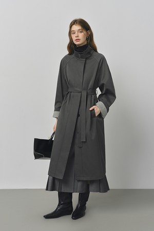 Hidden button trench coat_2color