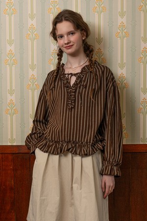 Brown vertical striped shirt