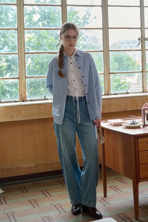 Washed casual crisp pants