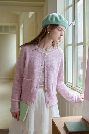 Hoop knitted cardigan_3color