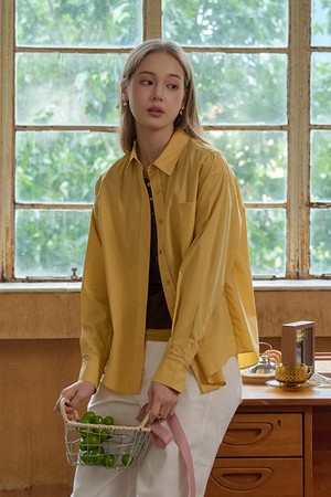 Lace-up bow cotton shirt_4color