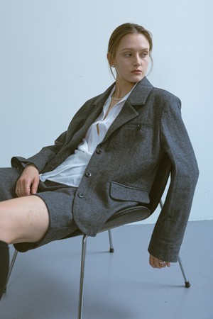 Dark gray button suit set