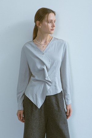 Irregular hem shirt_GRAY